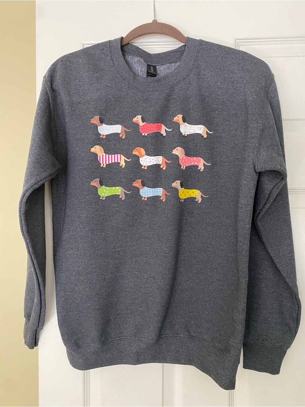 Gildan dark grey  Dachshund Graphic Sweatshirt
